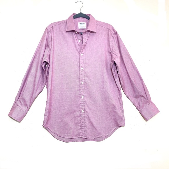 TM Lewin slim fit PURPLE collared button down long sleeve button cuff shirt - Picture 7 of 9